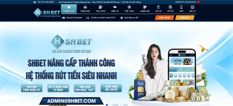 Giao diện website Shbet casino 