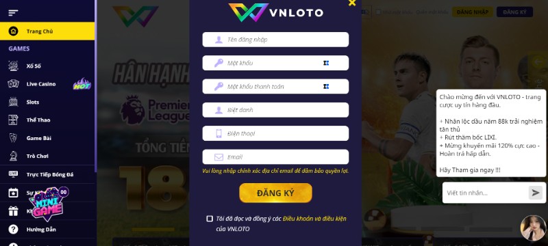 Đăng ký VNLoto Casino 
