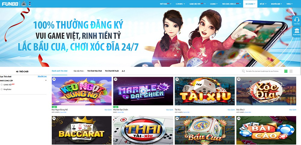Sảnh Casino Online chất lượng